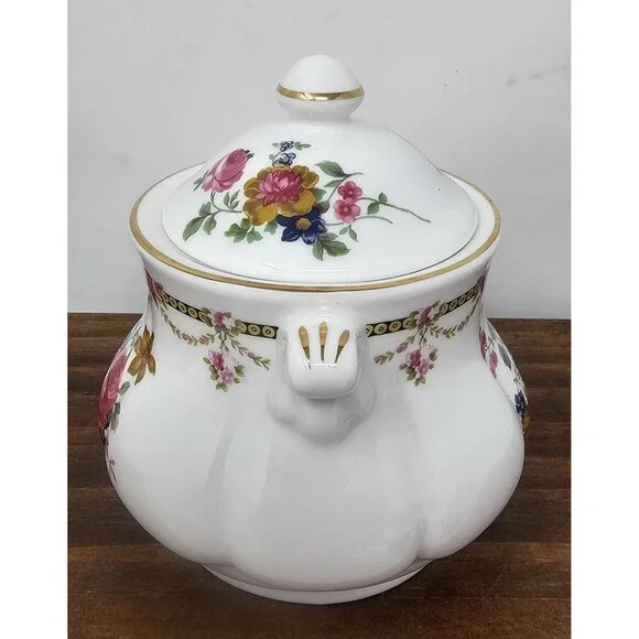 Vtg Crown Victorian Floral Bone China Sugar Trinket Dish Staffordshire England - Picture 4 of 9